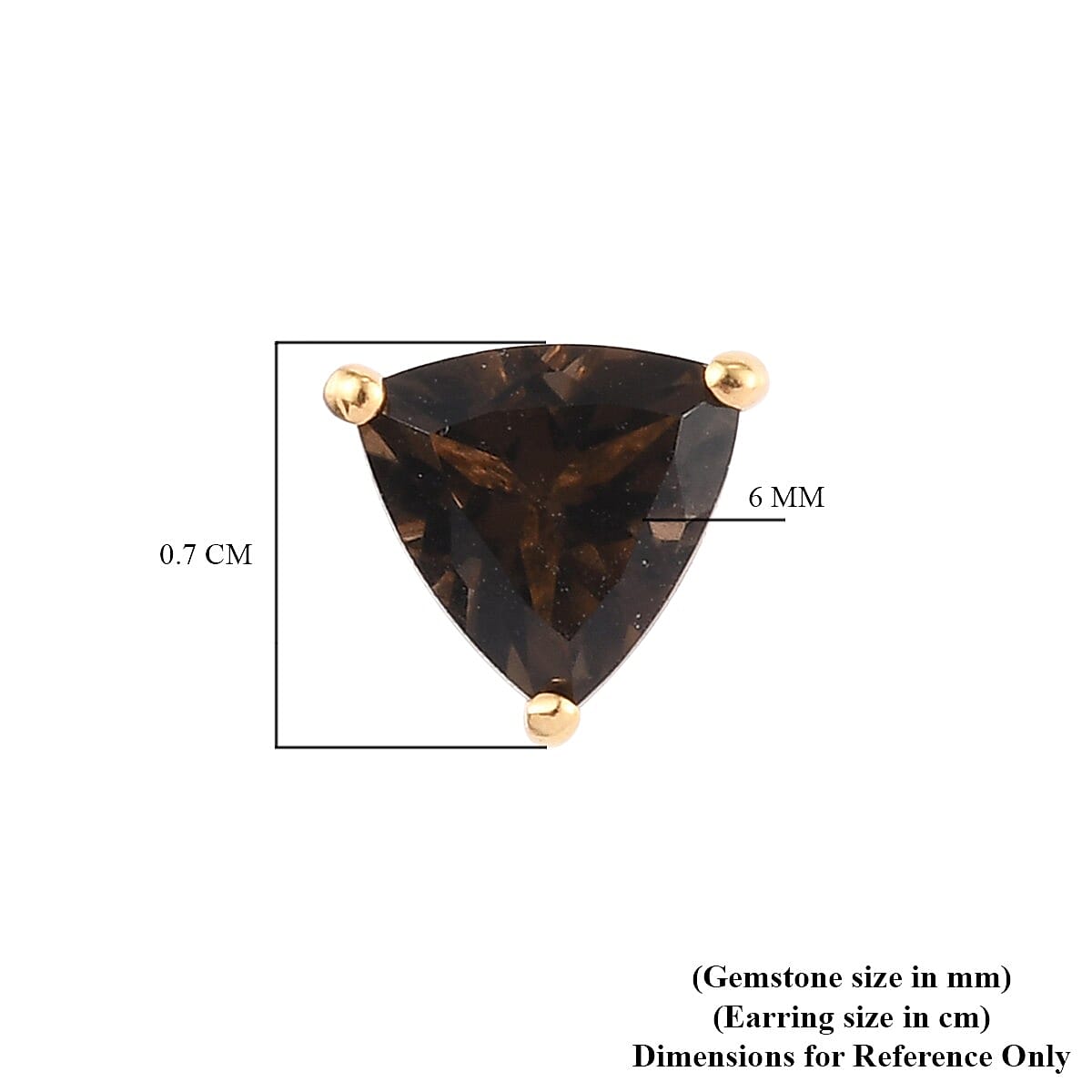 Smoky Quartz Stud Earrings (with Push Back) in 14K Gold Overlay Sterling Silver 1.25 Ct.