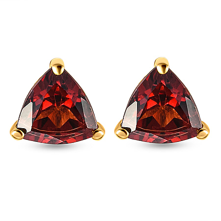 2 Ct. Red Garnet Solitaire Stud Earrings in 14K Gold Plated   Sterling Silver