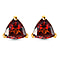 Red Garnet Solitaire Stud Earrings in 14K Gold Plated Sterling Silver