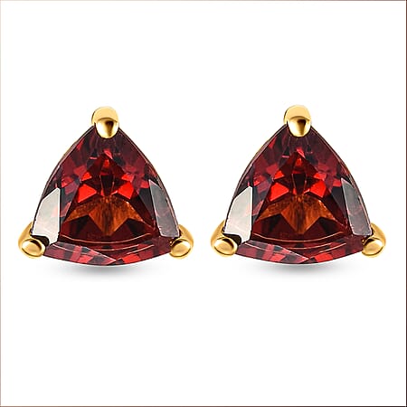 2 Ct. Red Garnet Solitaire Stud Earrings in 14K Gold Plated   Sterling Silver
