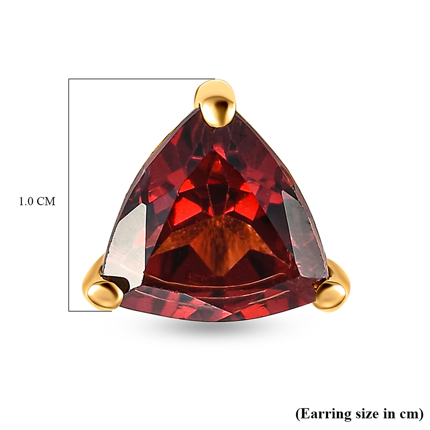 Red Garnet Stud Earrings in 18K Yellow Gold Vermeil Plated Sterling Silver 1.78 Ct.