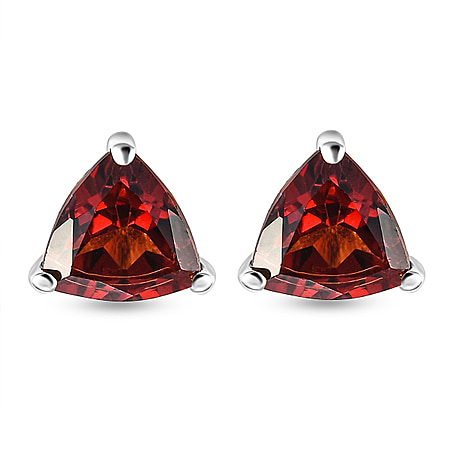 2 Ct. Red Garnet Solitaire Stud Earrings in Platinum Plated Sterling Silver