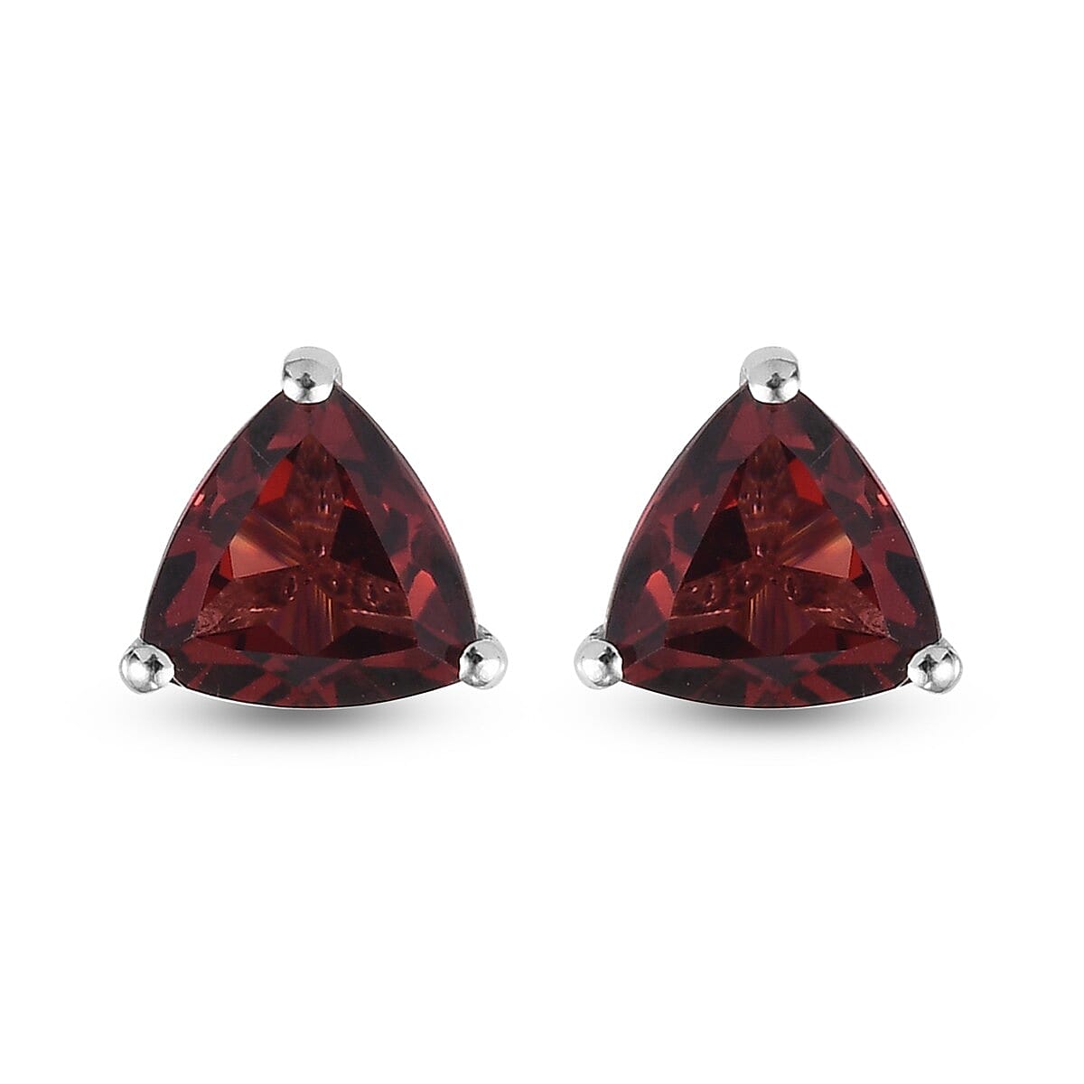 Red Garnet Stud Earrings in Platinum Overlay Sterling Silver 1.80 Ct.
