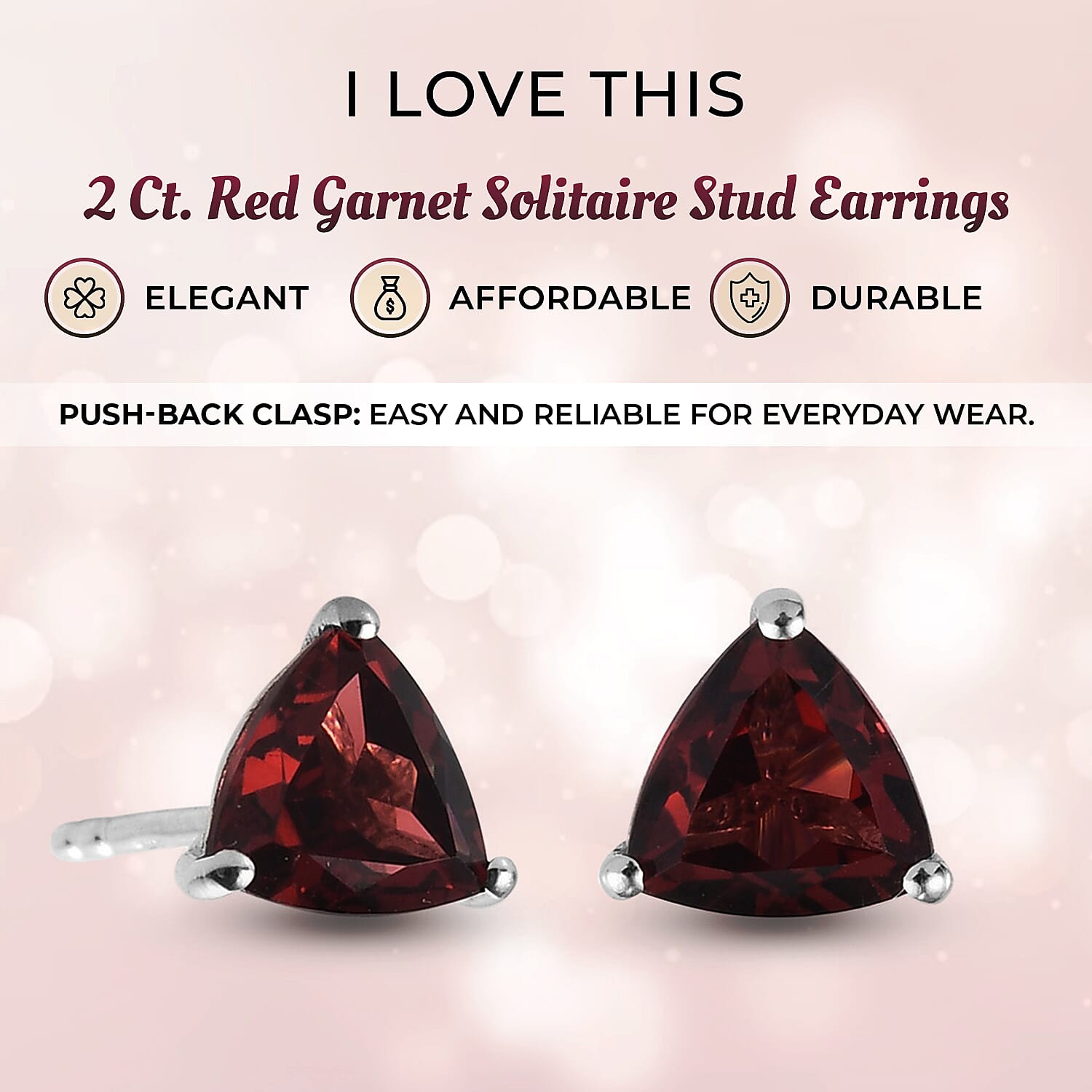 Red Garnet Stud Earrings in Platinum Overlay Sterling Silver 1.80 Ct.