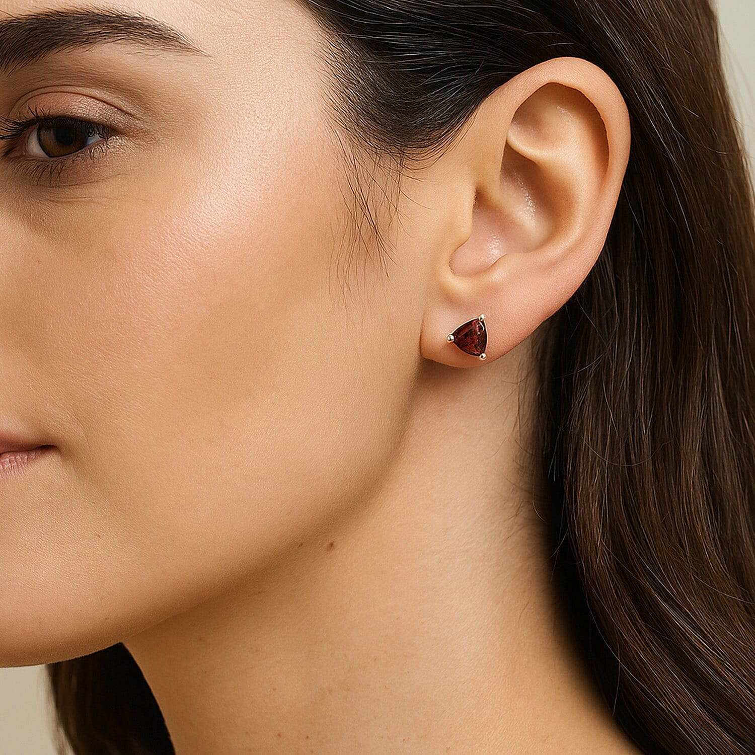 Red Garnet Stud Earrings in Platinum Overlay Sterling Silver 1.80 Ct.