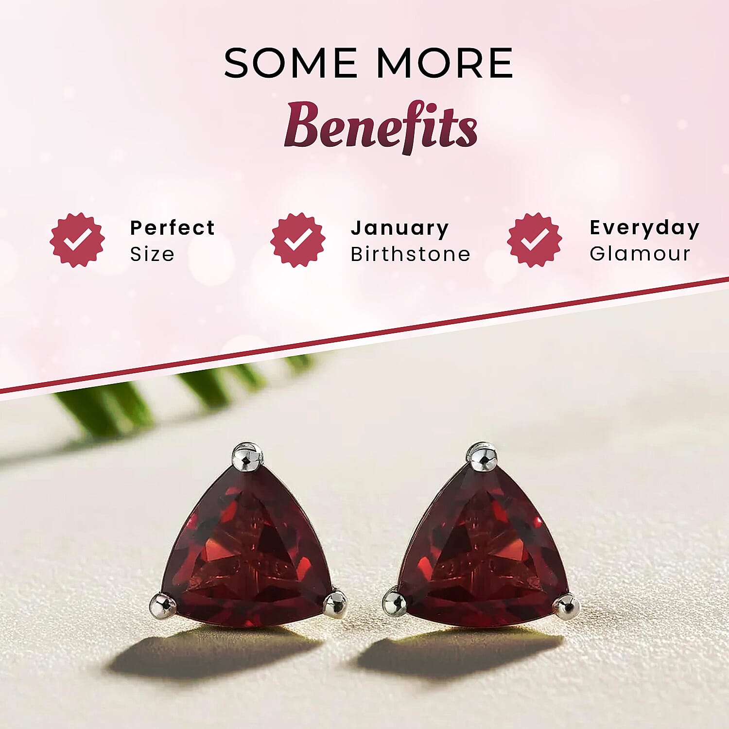 Red Garnet Stud Earrings in Platinum Overlay Sterling Silver 1.80 Ct.