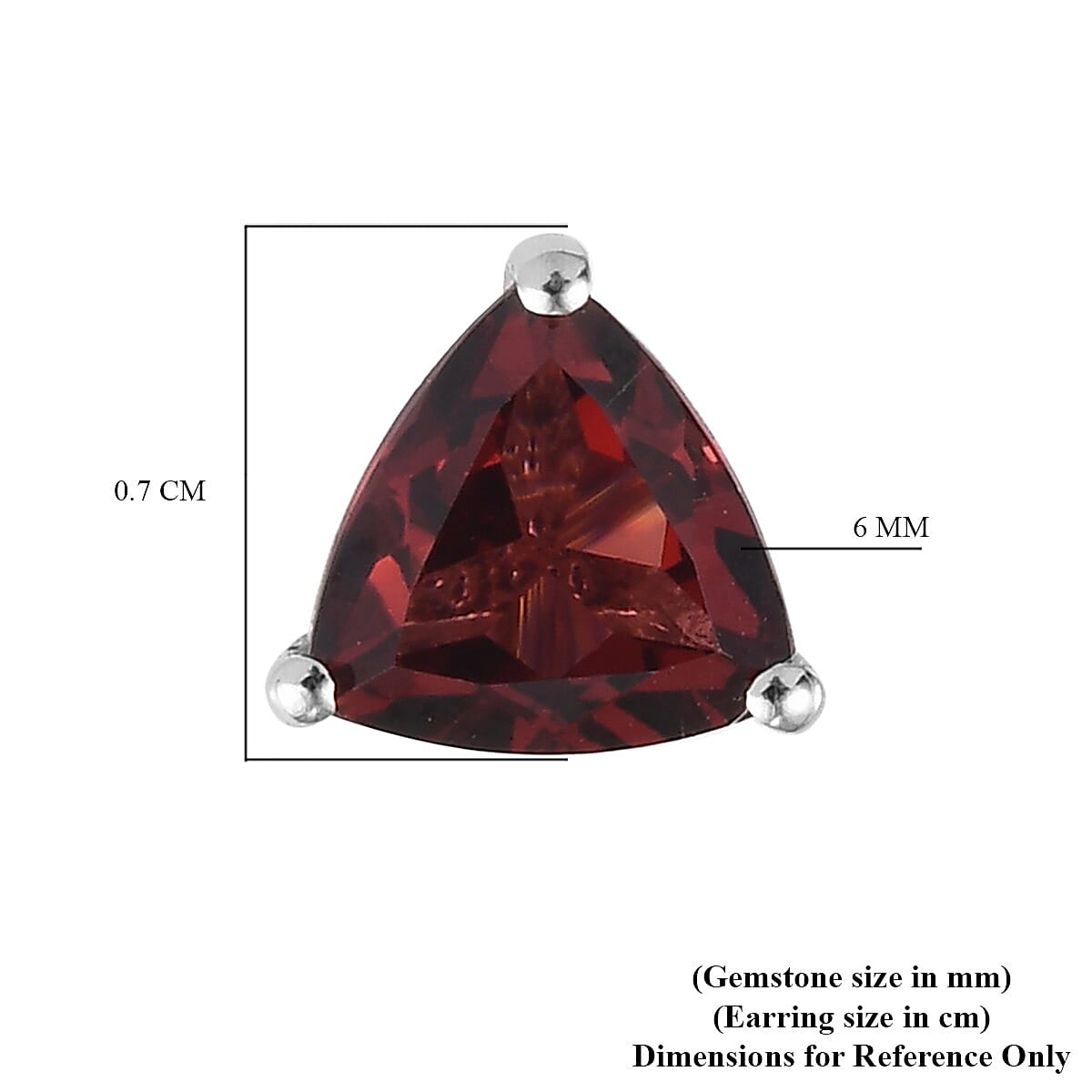 Red Garnet Stud Earrings in Platinum Overlay Sterling Silver 1.80 Ct.