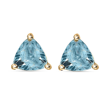 1.49  Ct. Blue Topaz Solitaire Stud Earrings in 14K Gold Plated Sterling Silver