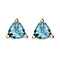 Blue Topaz Solitaire Stud Earrings in 14K Gold Plated Sterling Silver