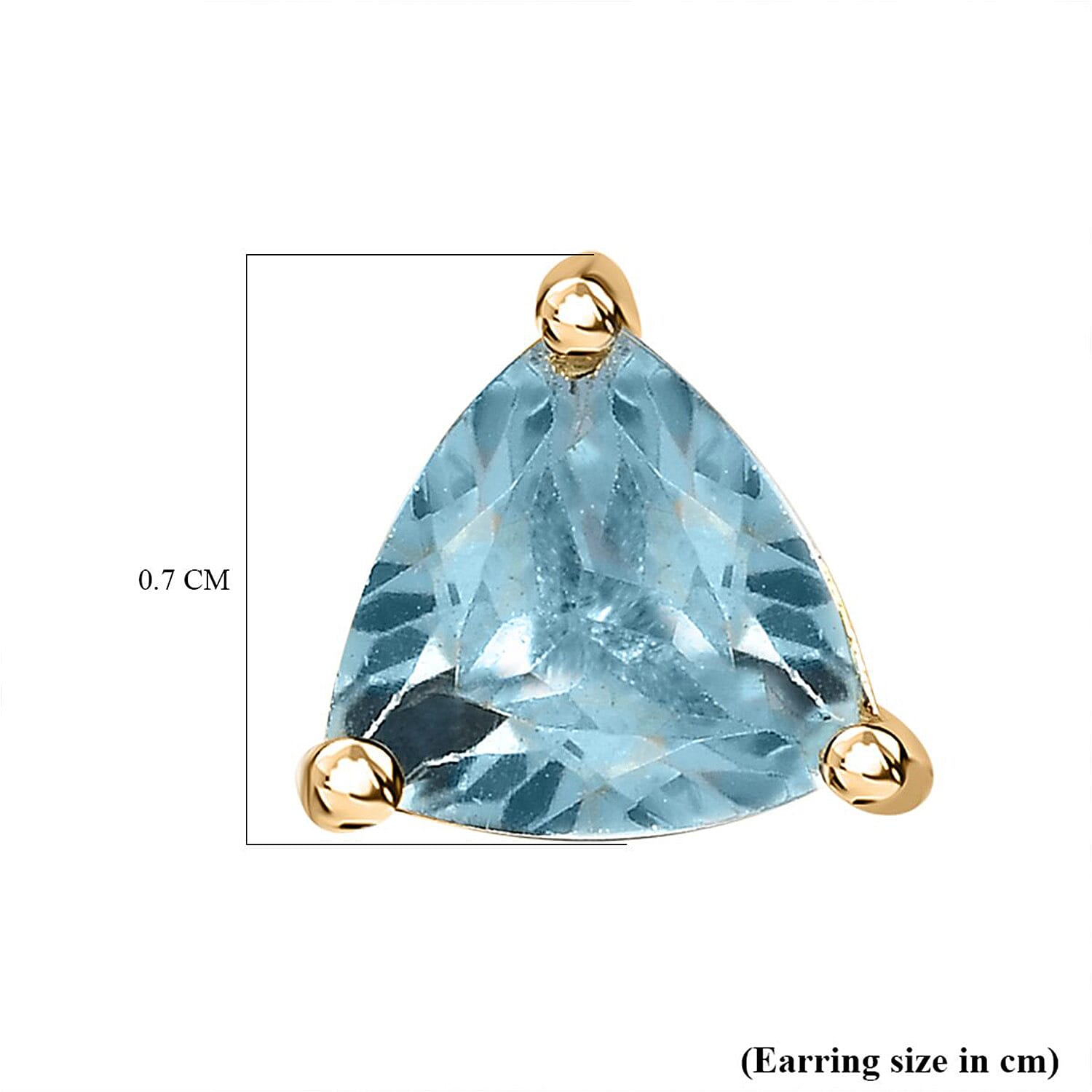 Blue Topaz Solitaire Stud Earrings With Push Back in 18K Vermeil Yellow Gold Plated Sterling Silver 1.49 Ct.