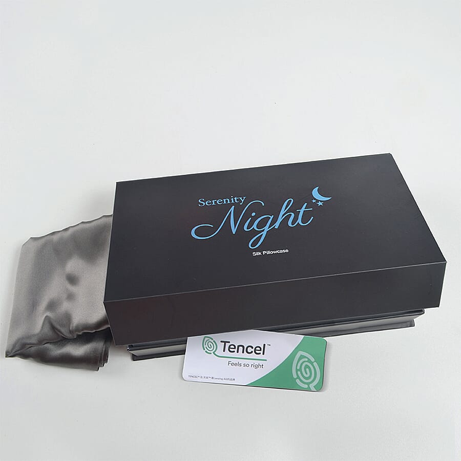  Mulberry Silk Front Side- Single Pillowcase - Dark Grey