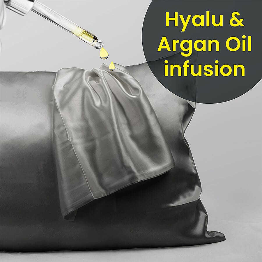  Mulberry Silk Front Side- Single Pillowcase - Dark Grey