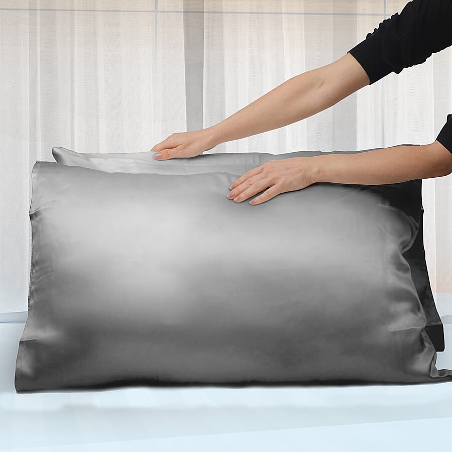 Mulberry Silk Single Pillowcase (Size:50x75cm) - Dark Grey