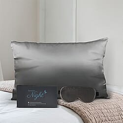 2 Piece Set - Mulberry Silk Pillowcase (50x75cm) and Eye Mask (23.5x10.5cm) - Dark Grey