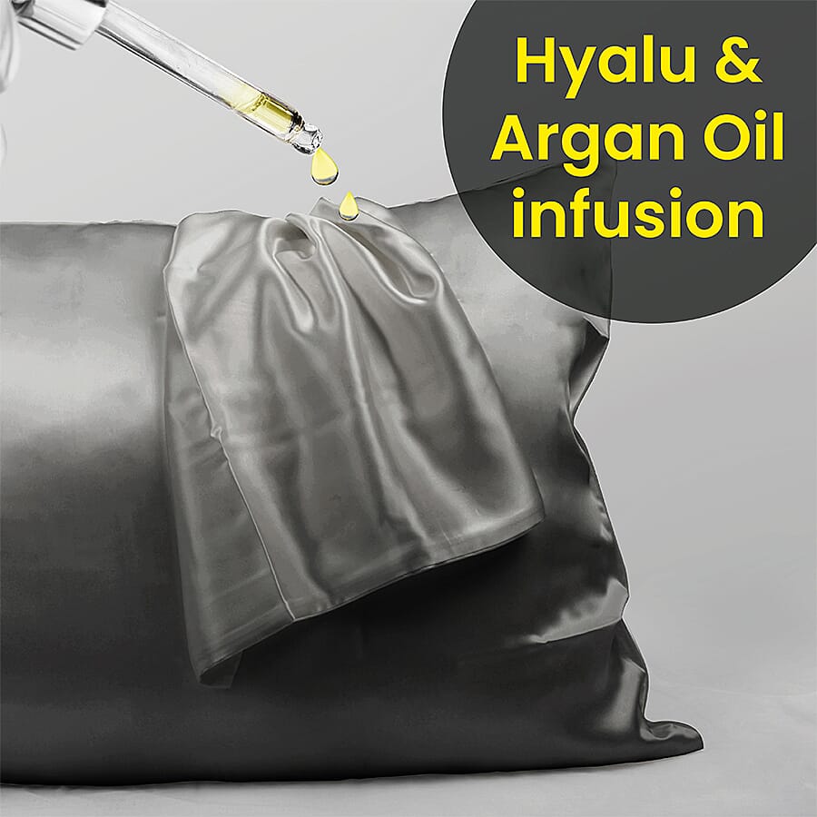 2 Piece Set - Mulberry Silk Pillowcase (50x75cm) and Eye Mask (23.5x10.5cm) - Dark Grey