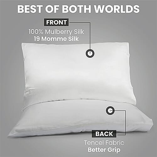 100% Mulberry Silk Top Layer Single Pillowcase (Size-50x75cm) - Ivory