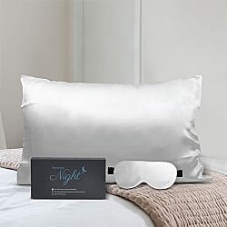 Set of 2 - Both Sides 100% Mulberry Silk- Pillowcase and Eyemask (23.5x10.5cm) - Ivory