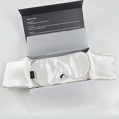 2 Piece Set - 100% Mulberry Silk Pillowcase (50x75cm) and Eye Mask (23x10 cm) - Ivory