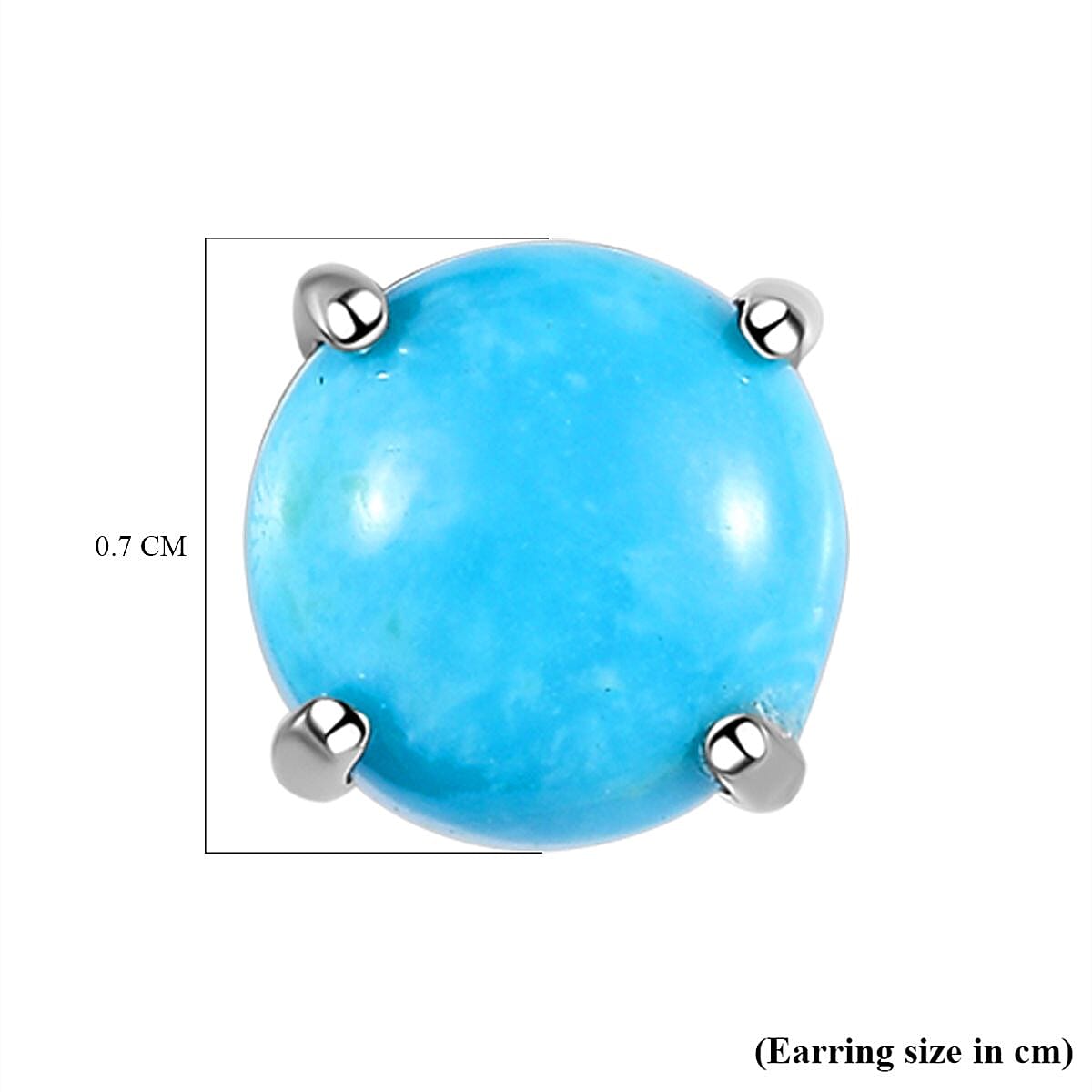 Arizona Sleeping Beauty Turquoise Stud Earrings With Push Back in Platinum Overlay Sterling Silver 1.05 Ct