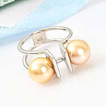 Royal Bali Collection Golden South Sea Pearl Ring in Platinum Plated Sterling Silver