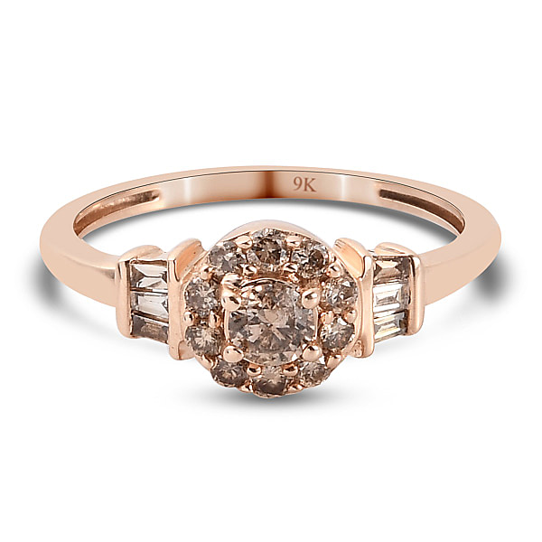 Limited Available- 9K Rose Gold SGL Certified Natural Champagne Diamond ...