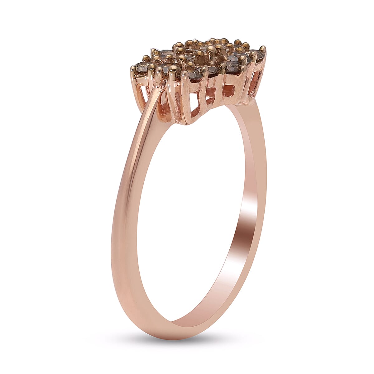 9K Rose Gold SGL Certified Natural Champagne Diamond Boat Ring 0.50 Ct.