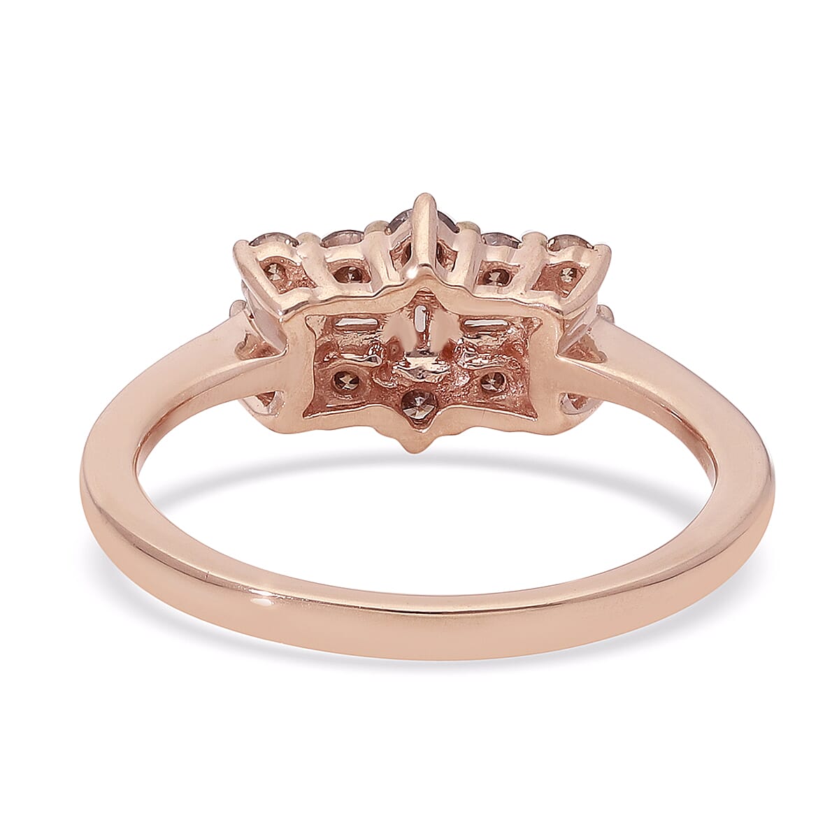 9K Rose Gold SGL Certified Natural Champagne Diamond Boat Ring 0.50 Ct.