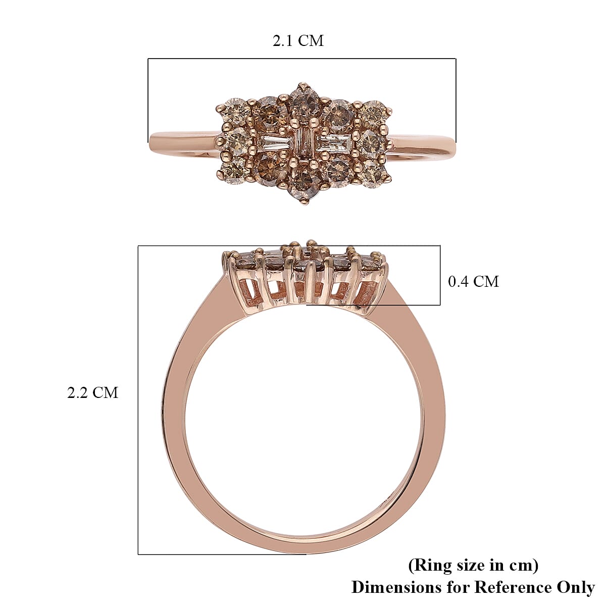 9K Rose Gold SGL Certified Natural Champagne Diamond Boat Ring 0.50 Ct.
