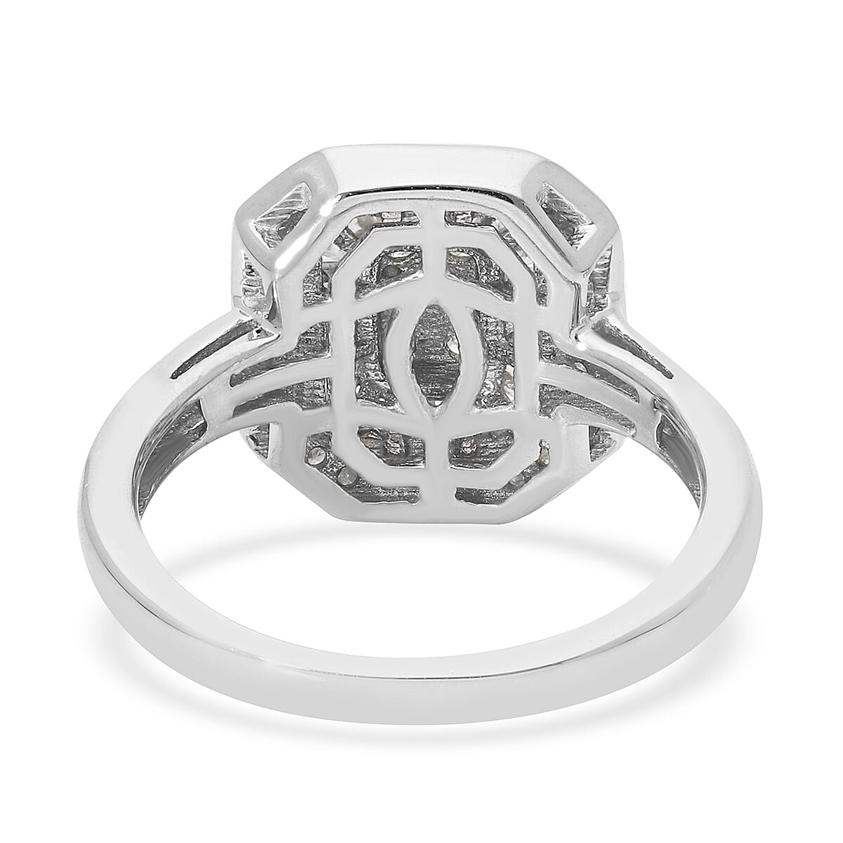 Diamond Cluster Ring in Platinum Overlay Sterling Silver 0.50 Ct.