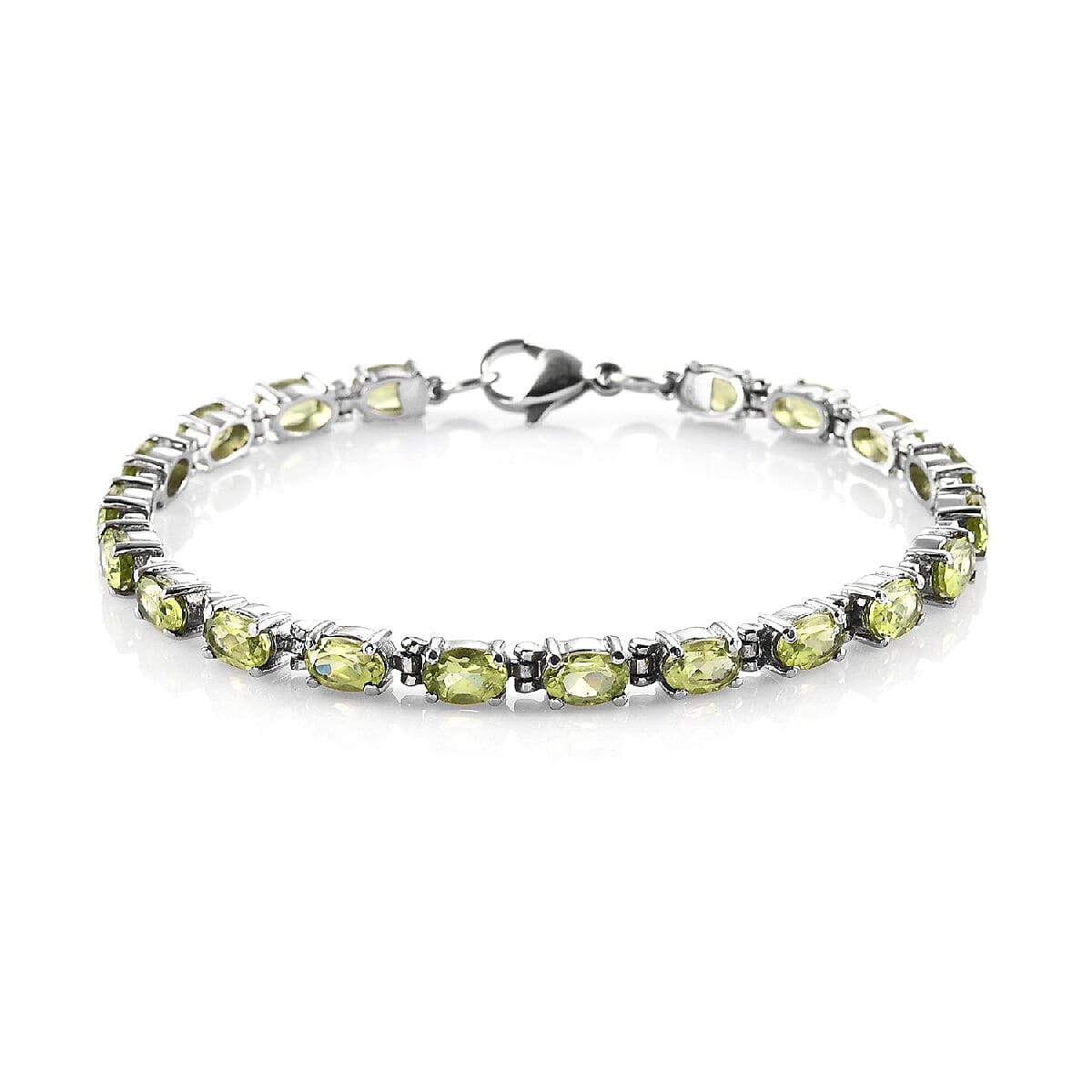 One Time Deal - Peridot Bracelet (Size 7) in Stainless Steel 9.73 Ct.