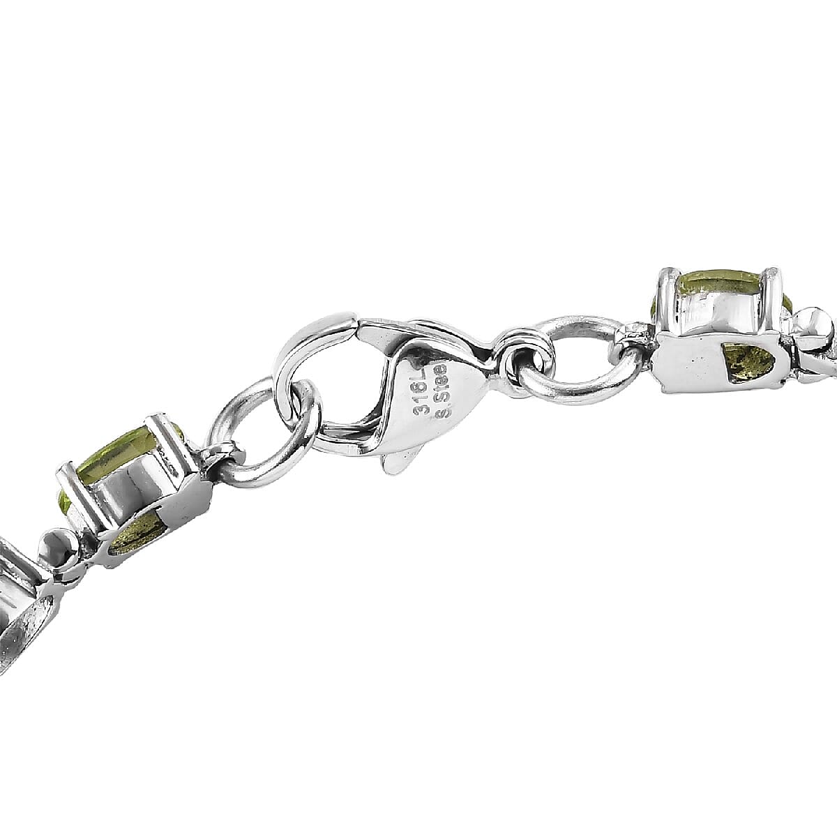 One Time Deal - Peridot Bracelet (Size 7) in Stainless Steel 9.73 Ct.