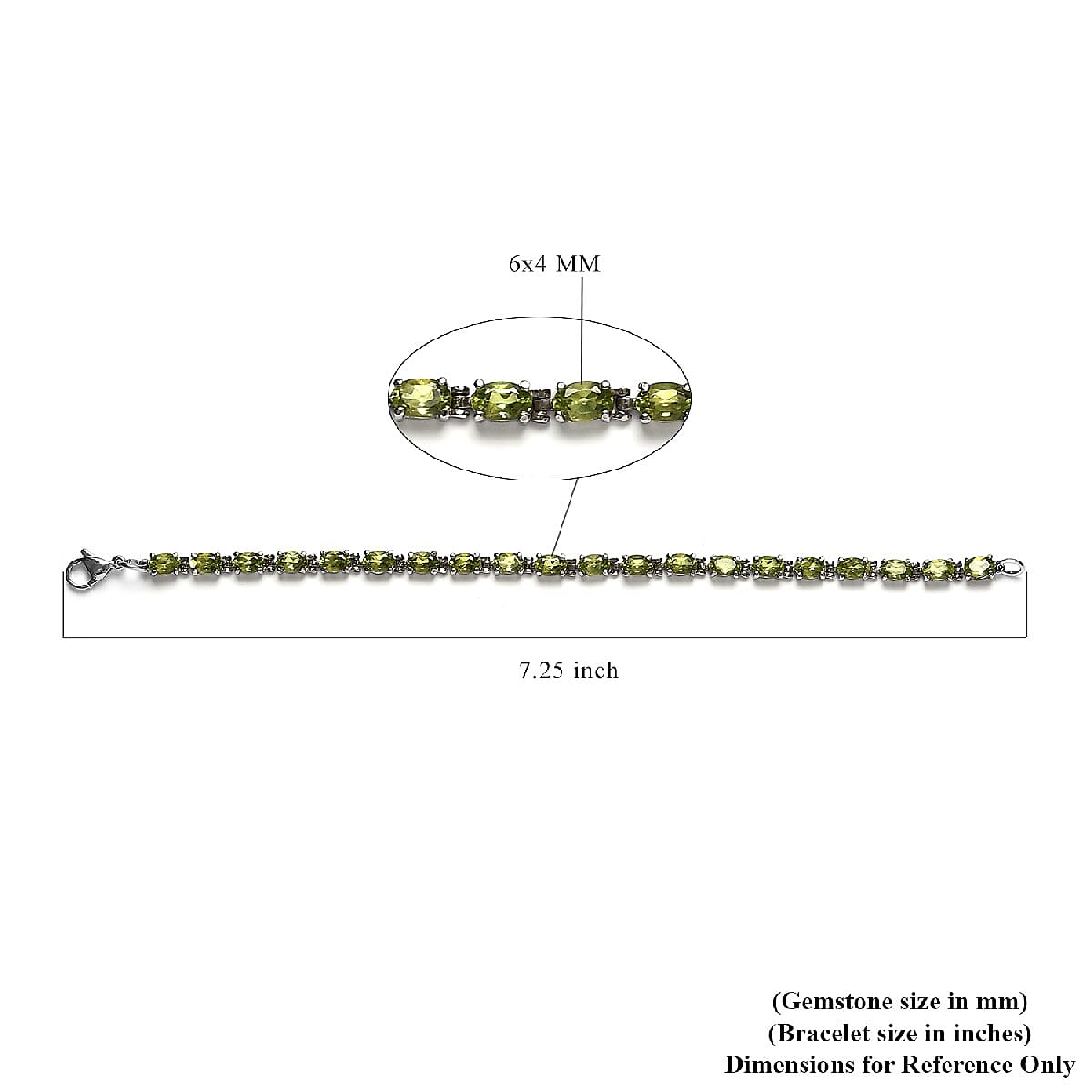 One Time Deal - Peridot Bracelet (Size 7) in Stainless Steel 9.73 Ct.
