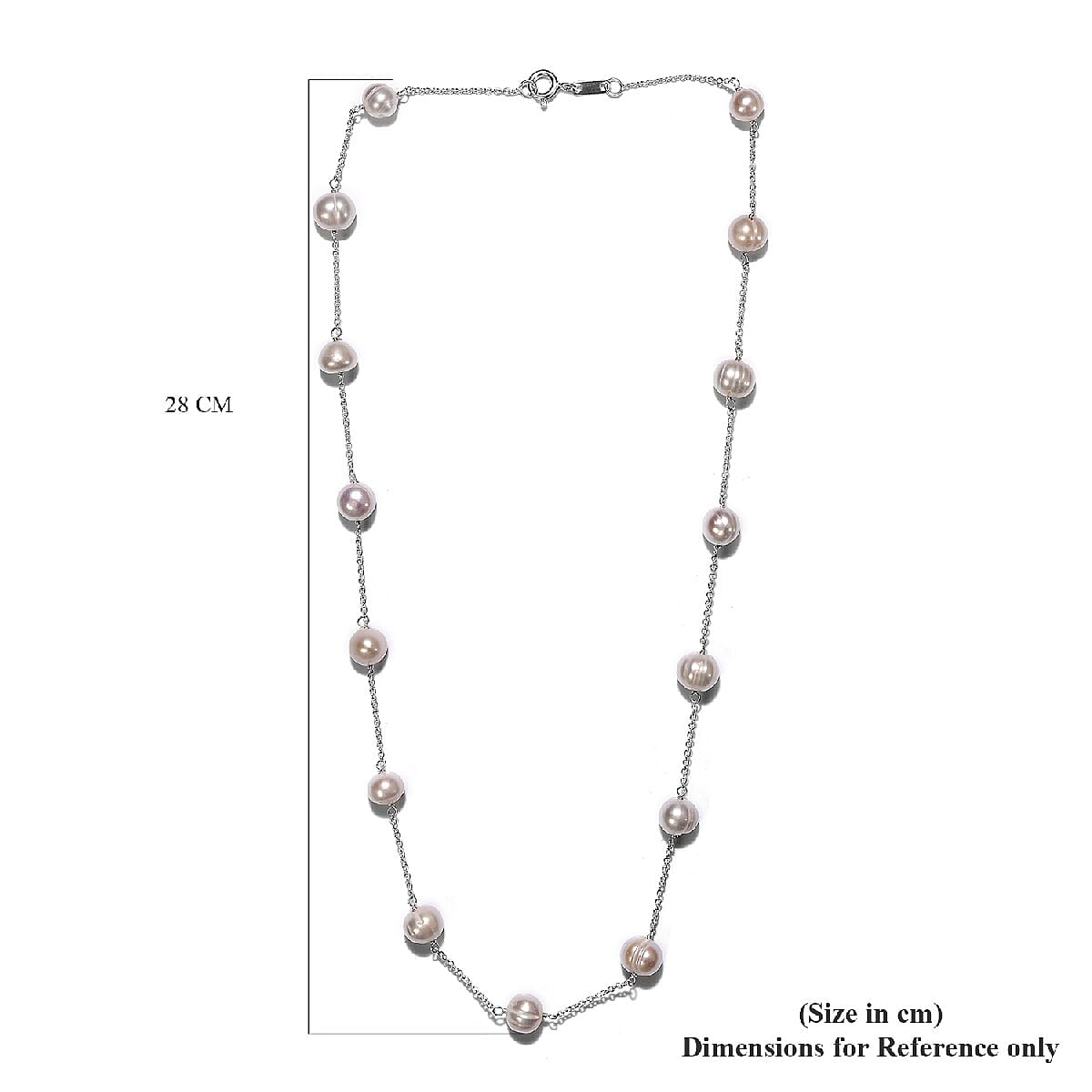 One Time Deal- Freshwater Pearl Station Necklace (Size 18) in Sterling Silver