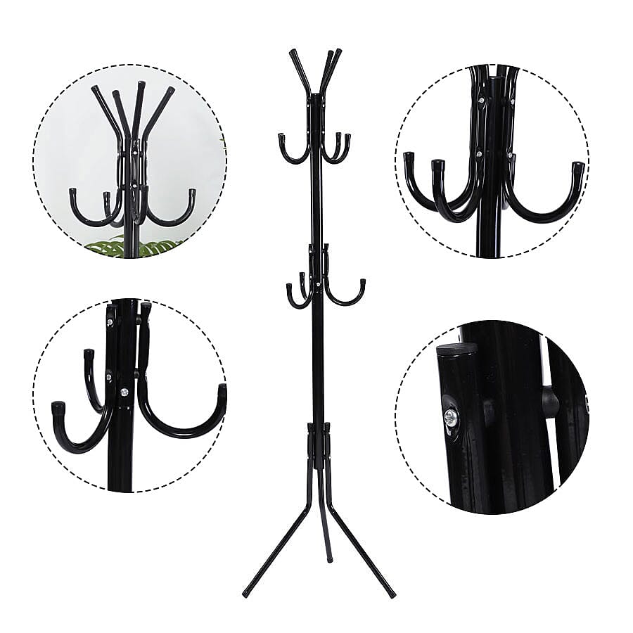 Stylish Metal Coat Rack Size 45x45x173 Cm  Black