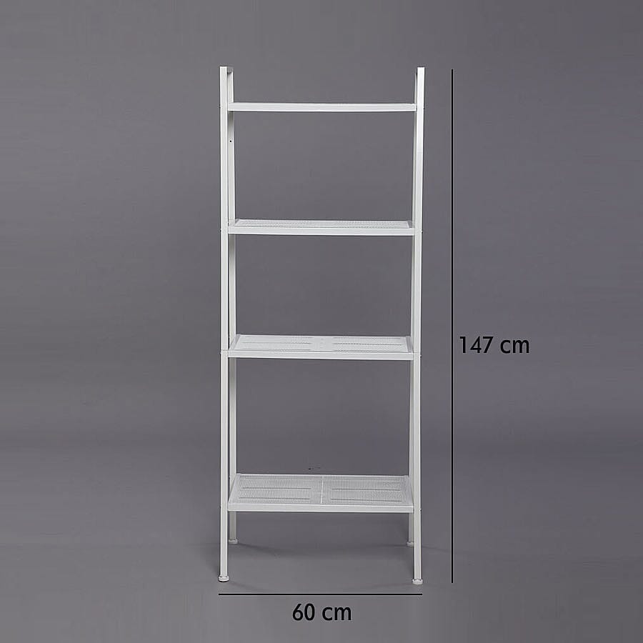 Four Tier Multifunctional Ladder-Shaped Storage Shelf (Size 60x35x147 cm) - White
