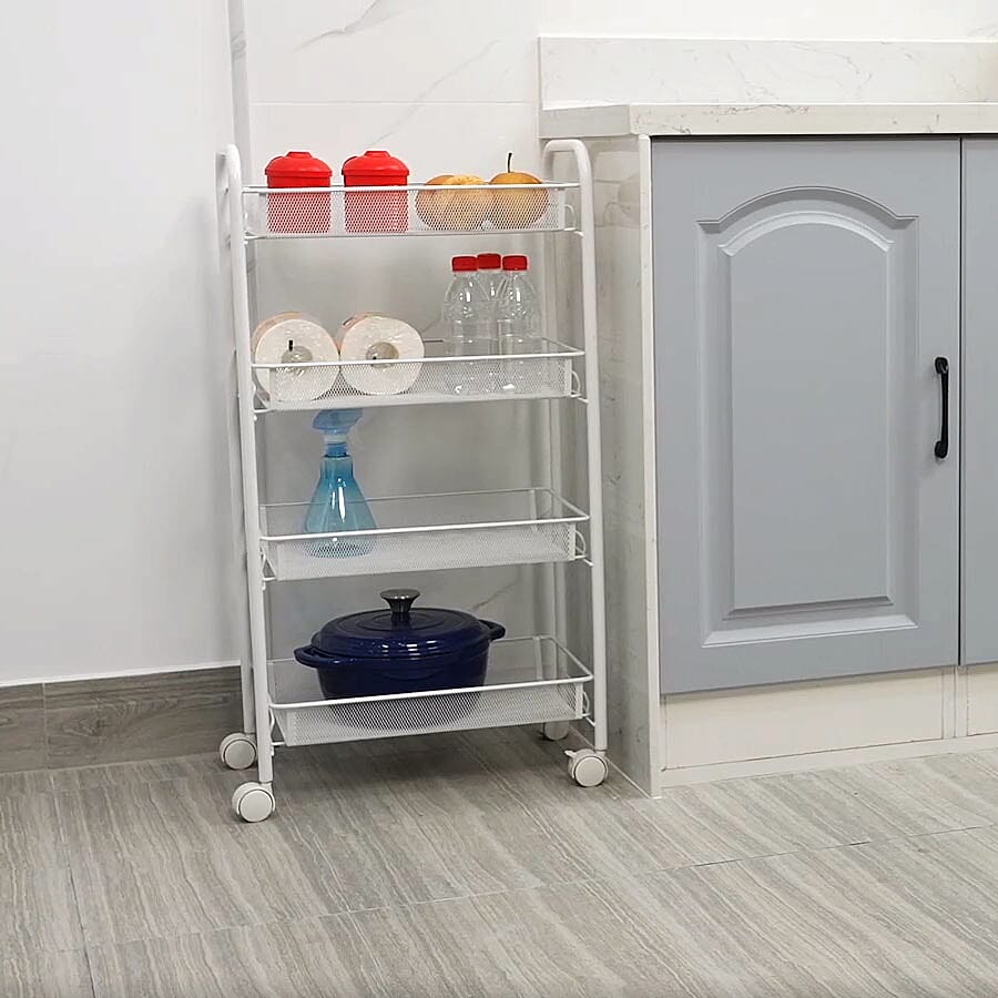 Classic Four Tier Storage Trolley (Size 45x27x82 cm) - White