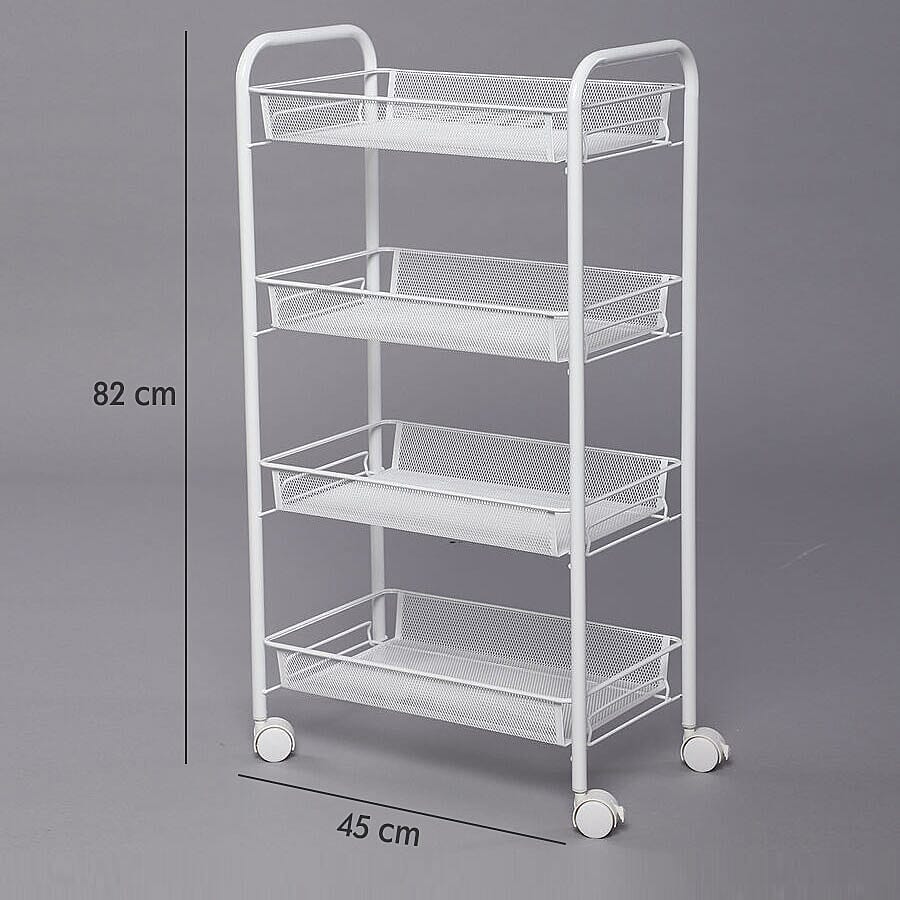 Classic Four Tier Storage Trolley (Size 45x27x82 cm) - White