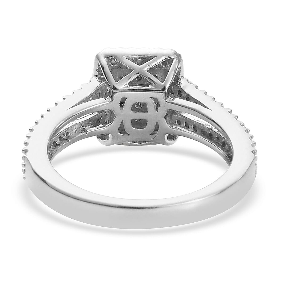 Natural Diamond Ring in Platinum Overlay Sterling Silver 0.50 Ct.