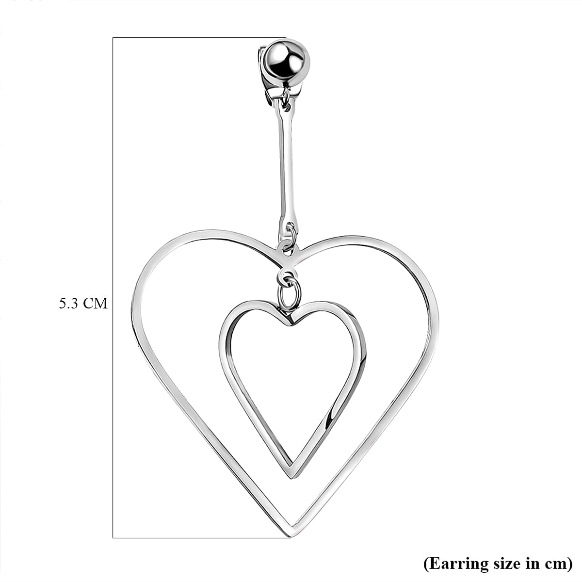 Heart Dangling Earrings (With Push Back) in Stainless Steel