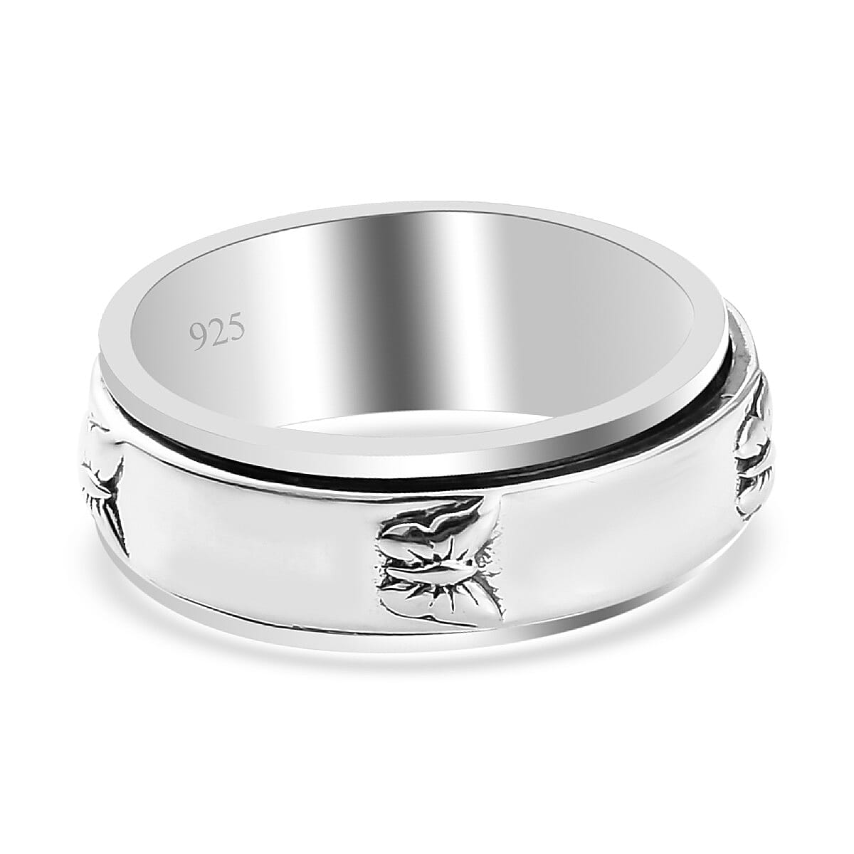 Platinum Overlay Sterling Silver Band Ring