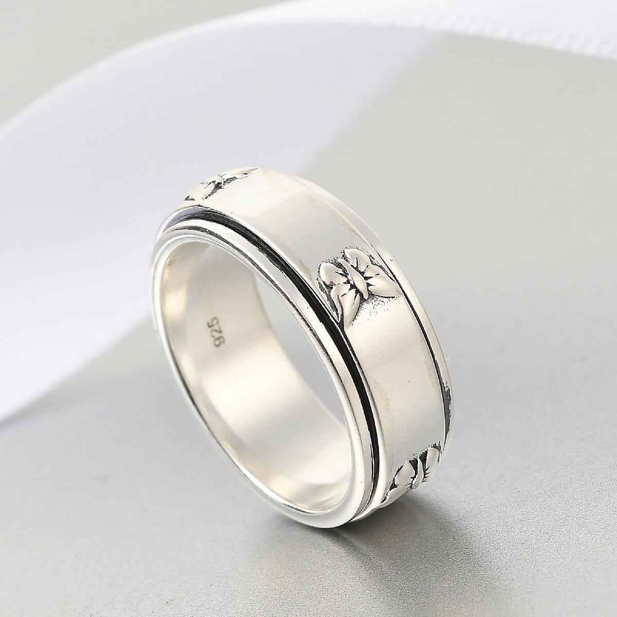 Platinum Overlay Sterling Silver Band Ring