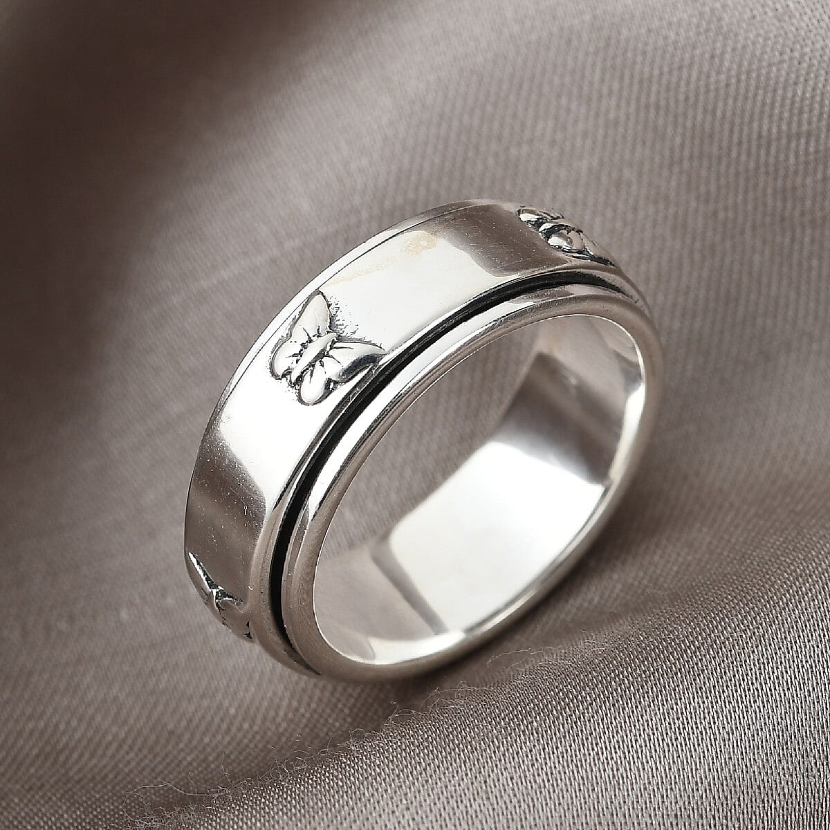 Platinum Overlay Sterling Silver Band Ring