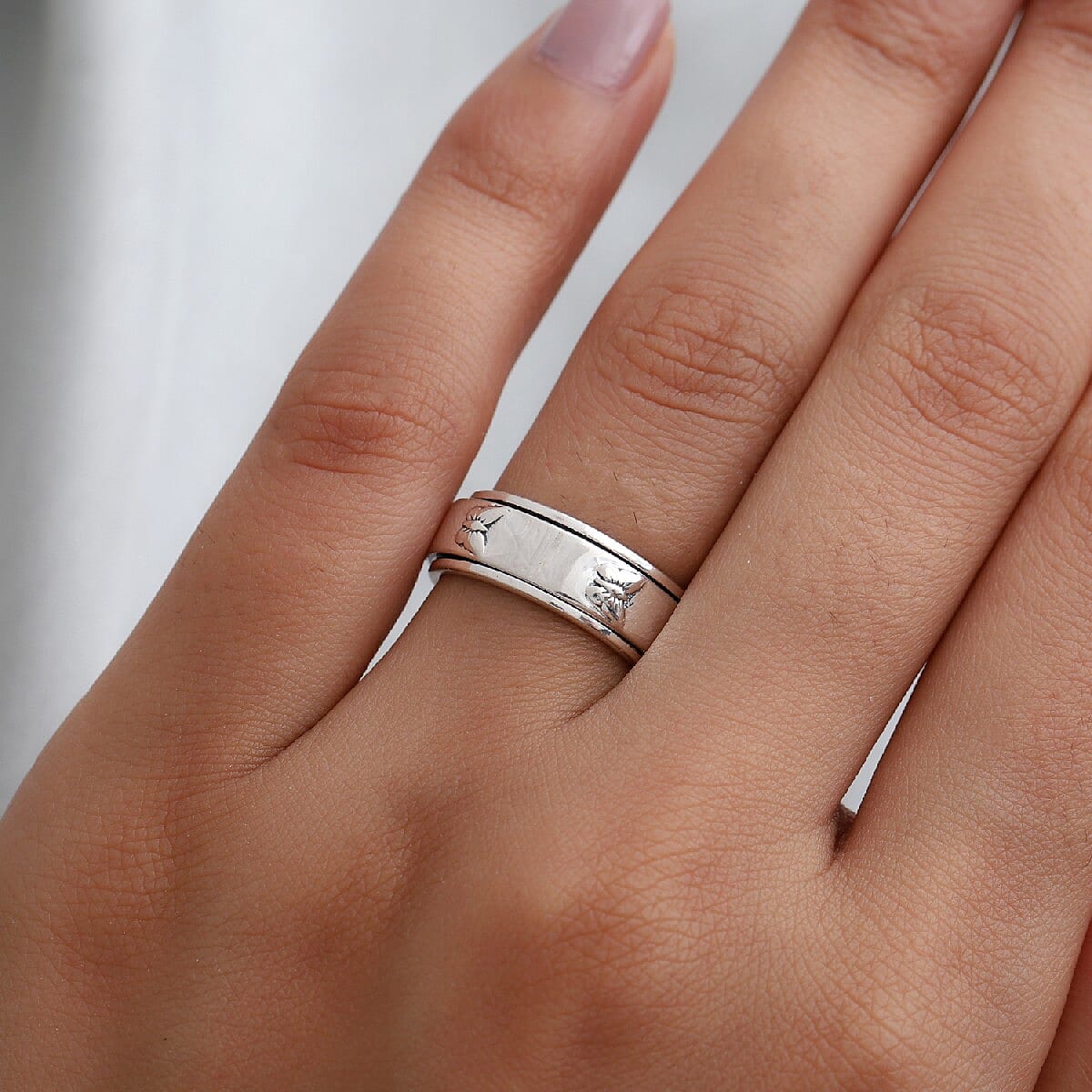 Platinum Overlay Sterling Silver Band Ring