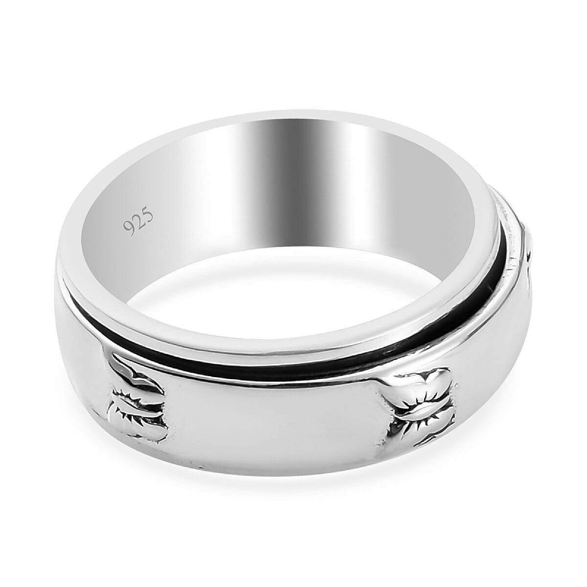 Platinum Overlay Sterling Silver Band Ring
