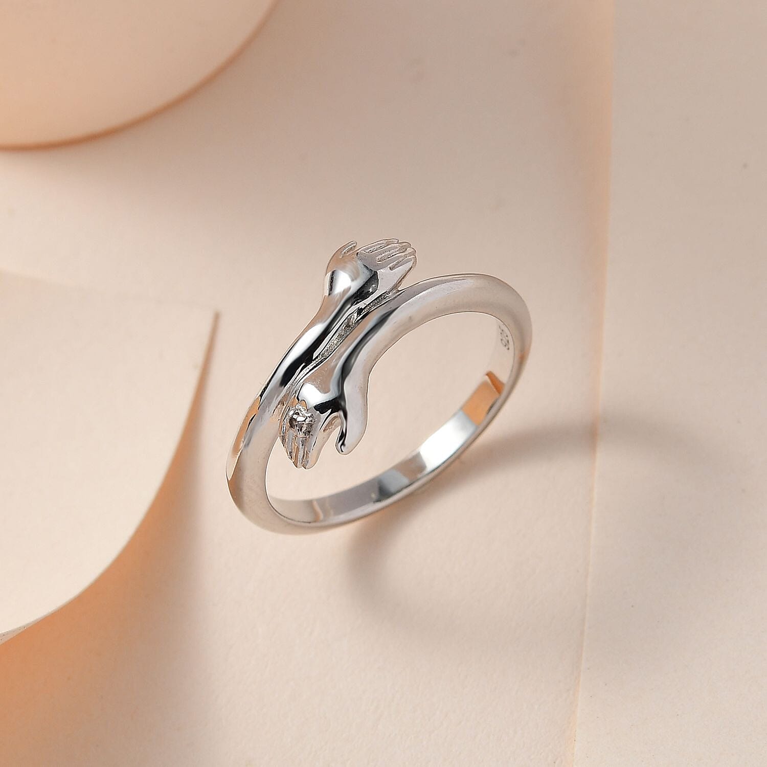 Diamond Hand Bypass Ring in Sterling Silver