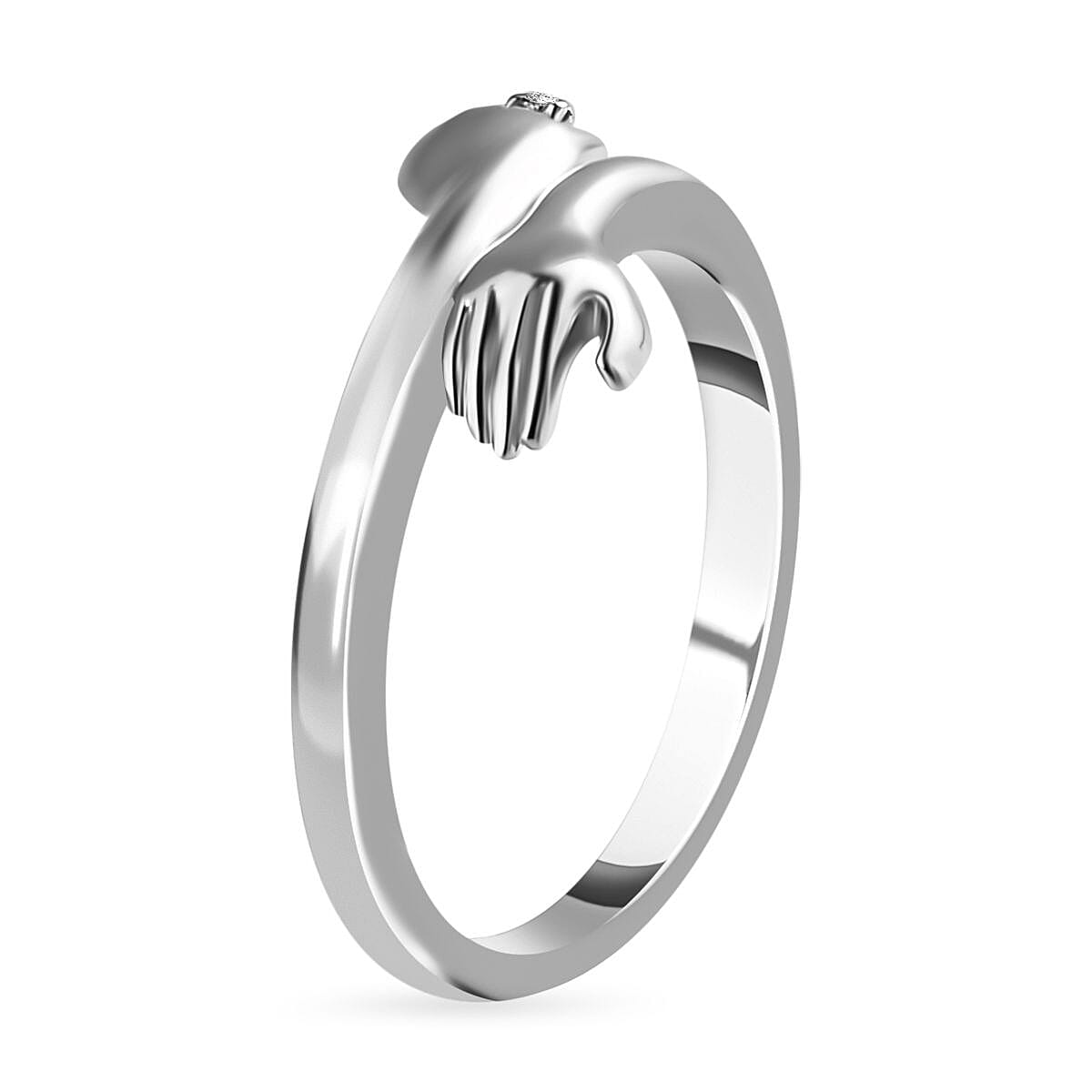 Diamond Hand Bypass Ring in Sterling Silver