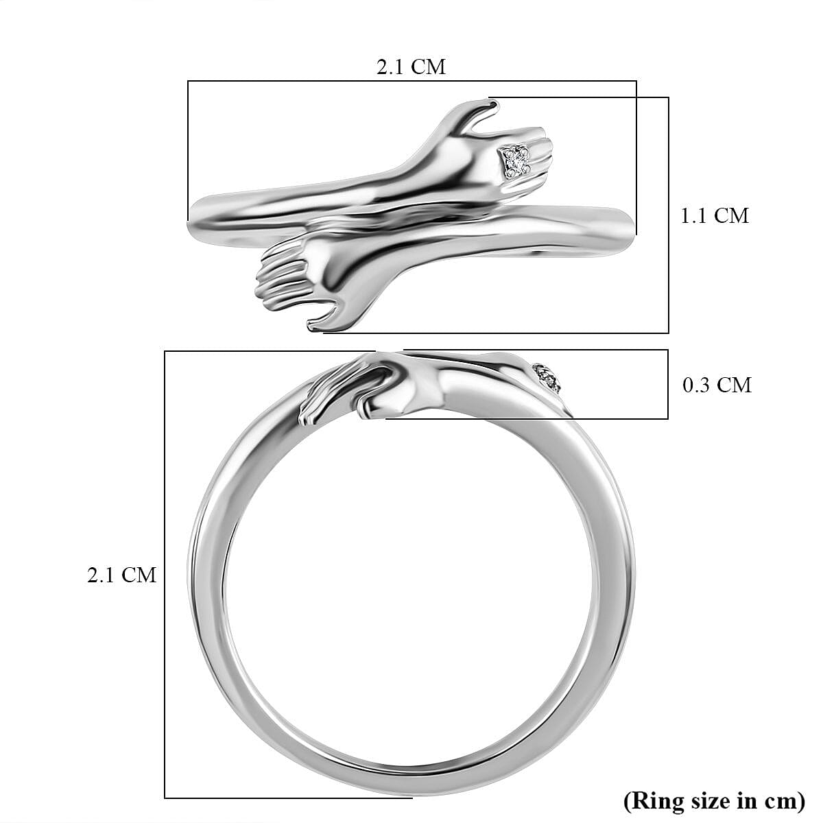 Diamond Hand Bypass Ring in Sterling Silver