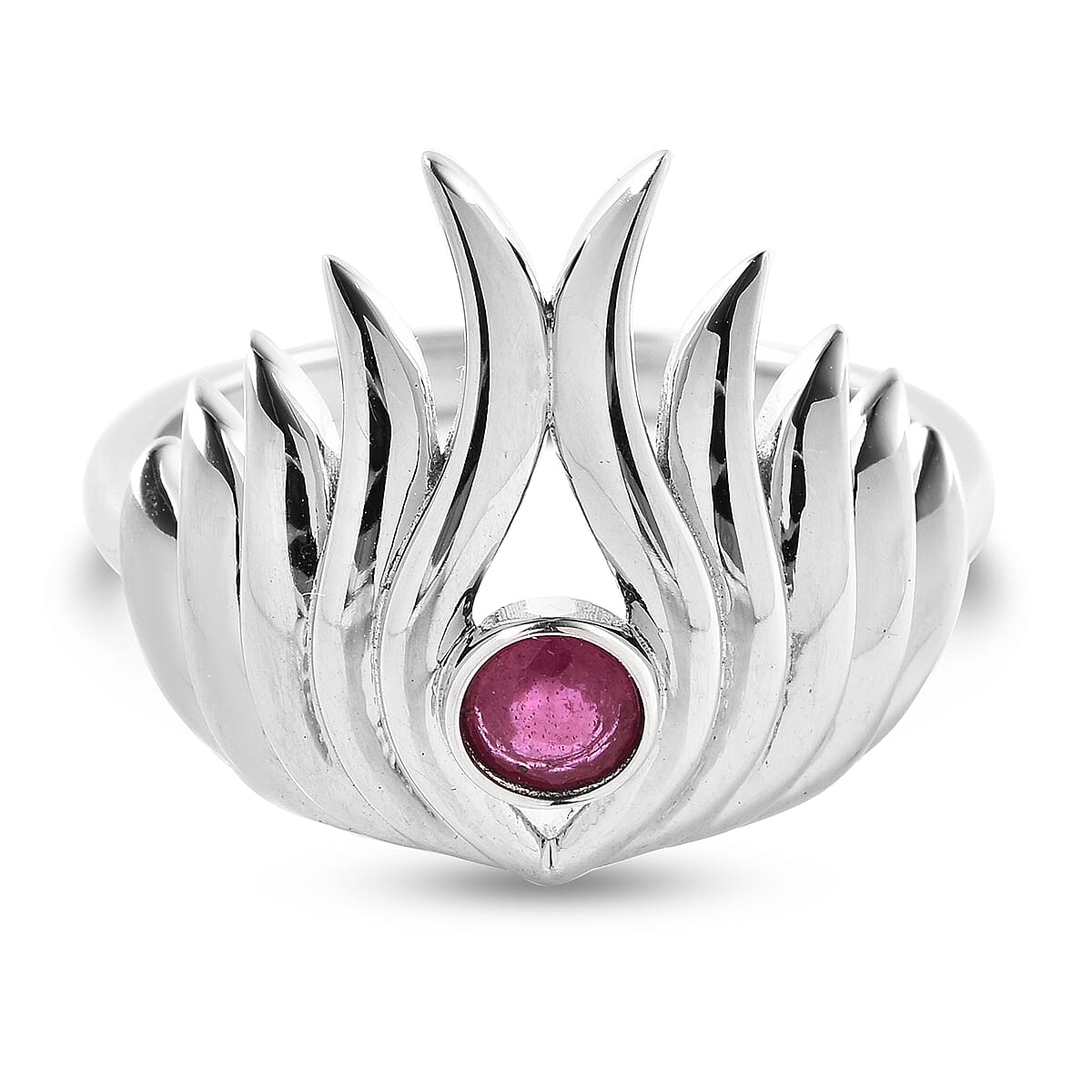 LucyQ Flame Collection - African Ruby (FF) Ring in Rhodium Overlay Sterling Silver