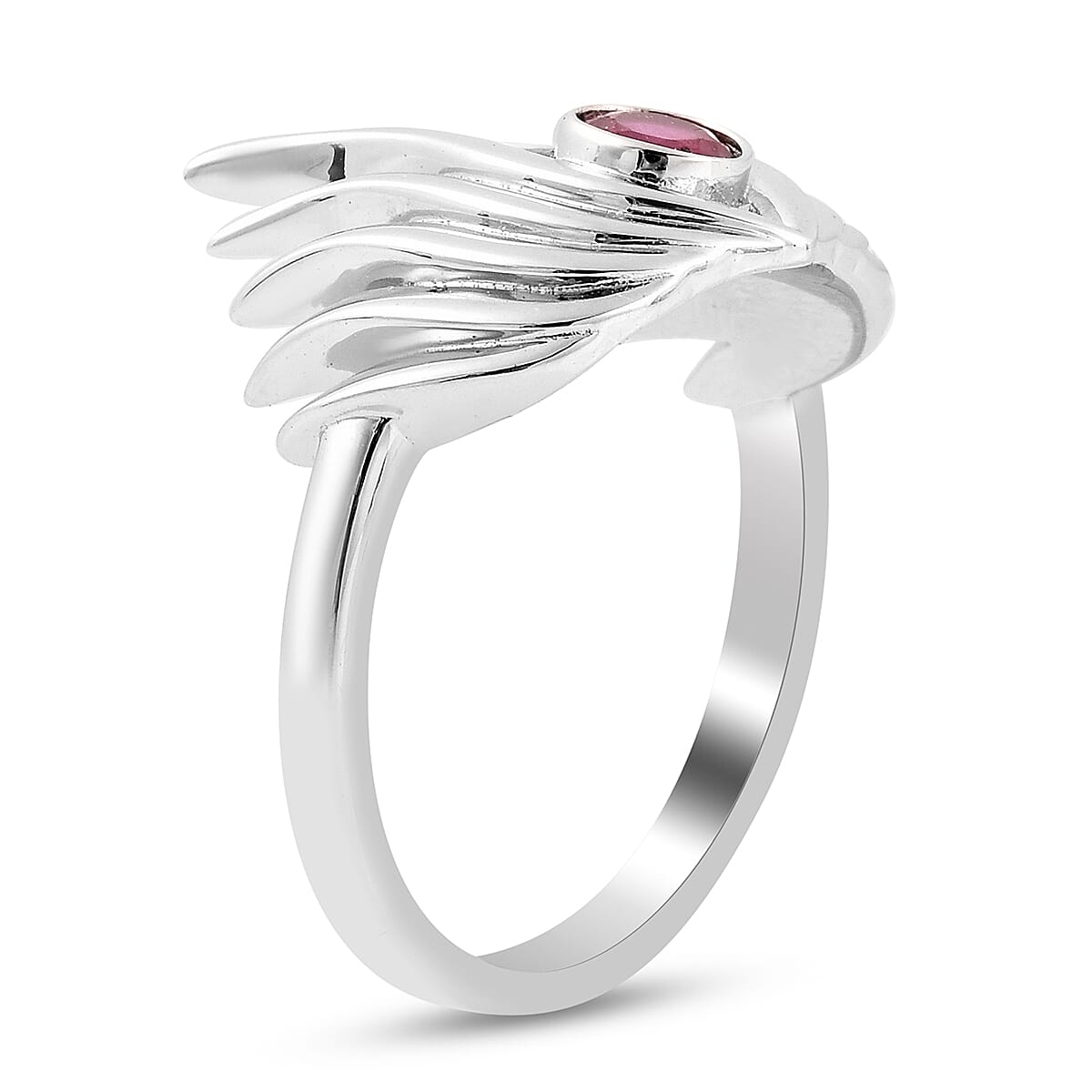 LucyQ Flame Collection - African Ruby (FF) Ring in Rhodium Overlay Sterling Silver