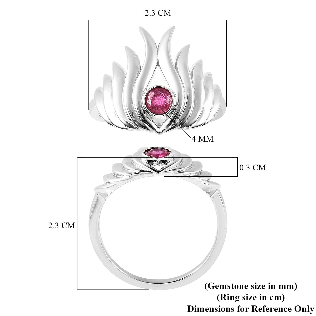 LucyQ Flame Collection - African Ruby (FF) Ring in Rhodium Overlay Sterling Silver